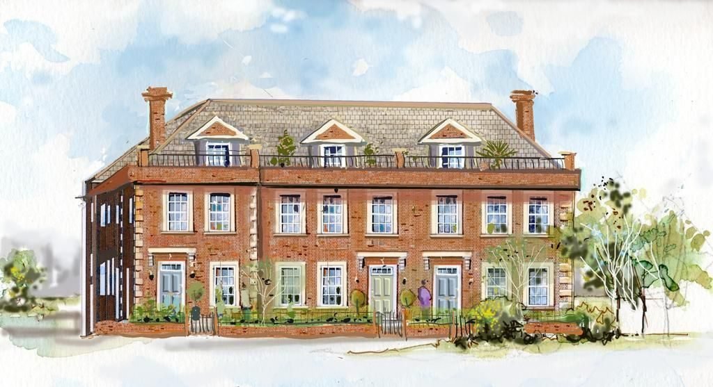 Watercolour of a red-brick period-style building prepared for a UK planning application
